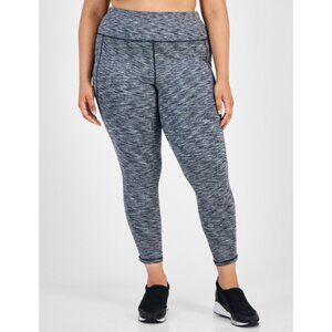 Ideology Plus Size High Rise Spacedye 7/8 Leggings 1X Black Gray Workout Comfort